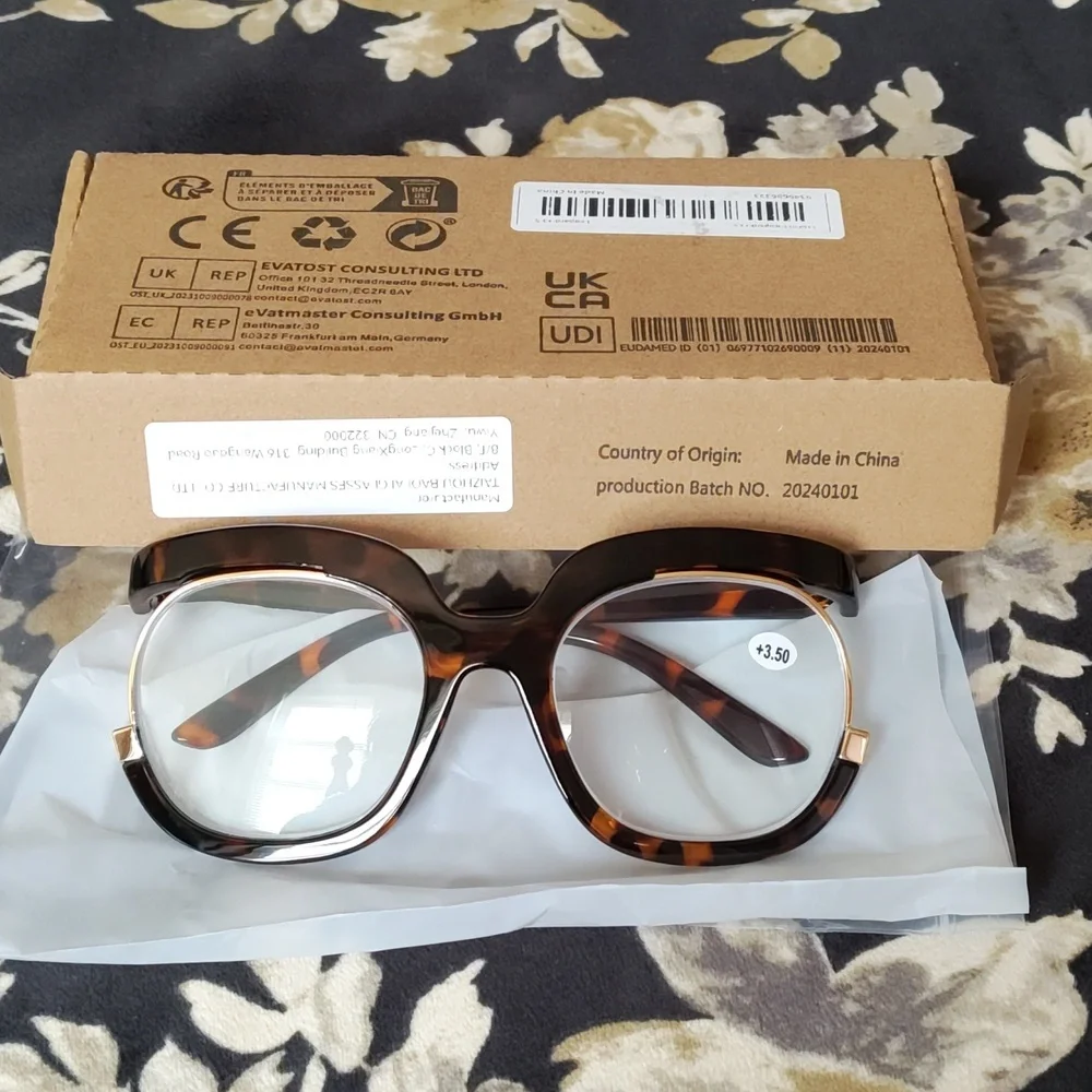 Y2K Vintage Style Full Rim Oval Glasses + 3.50 PC Lens Reading Glasses for Women